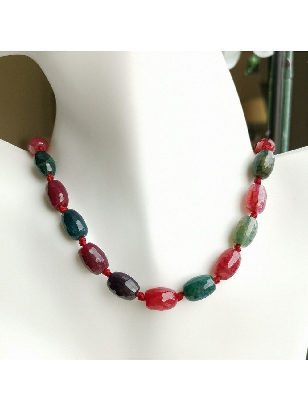 Agate Necklace Red and Green